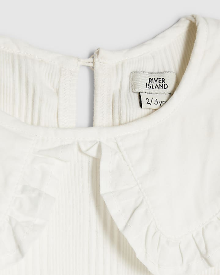 Mini Girls Cream RI Monogram Pinafore Dress