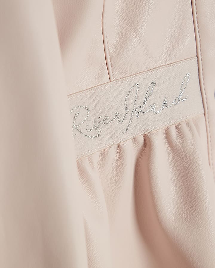 Mini Girls Pink Faux Leather Shirt Dress