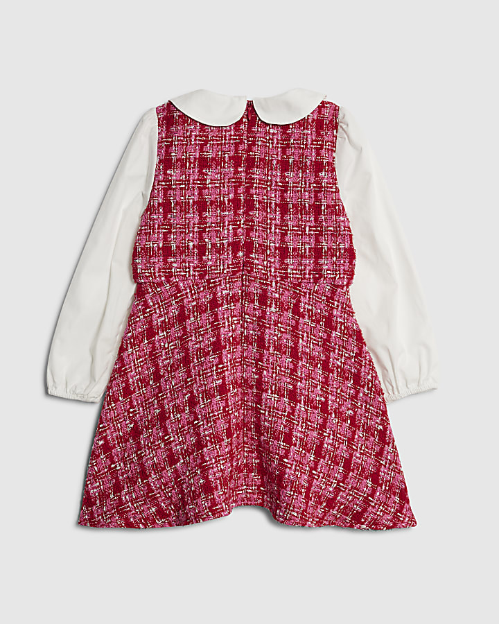 Mini Girl Pink Velvet Bow Boucle Dress