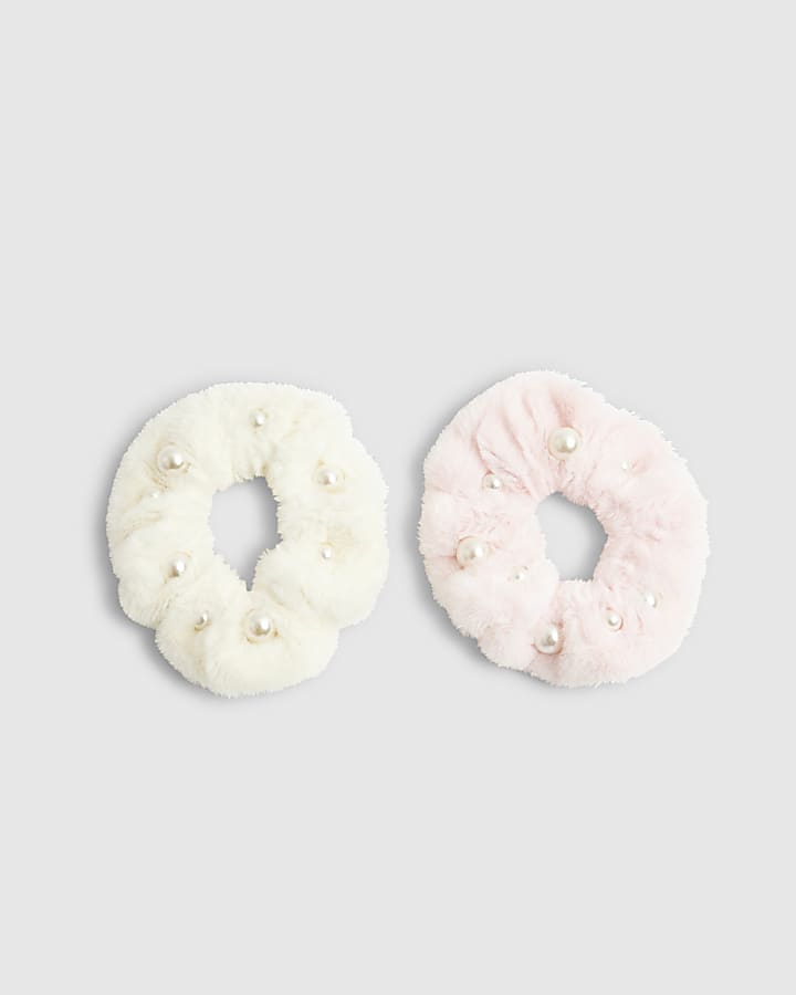 Fluffy Pearl Scrunchie Pack Of 2
