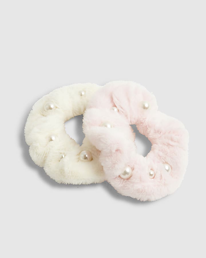 Fluffy Pearl Scrunchie Pack Of 2