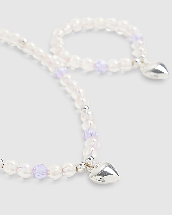 Girls Pink Necklace And Bracelet Set