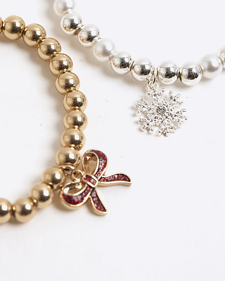 Girls Multi Colour Christmas Beaded Bracelet