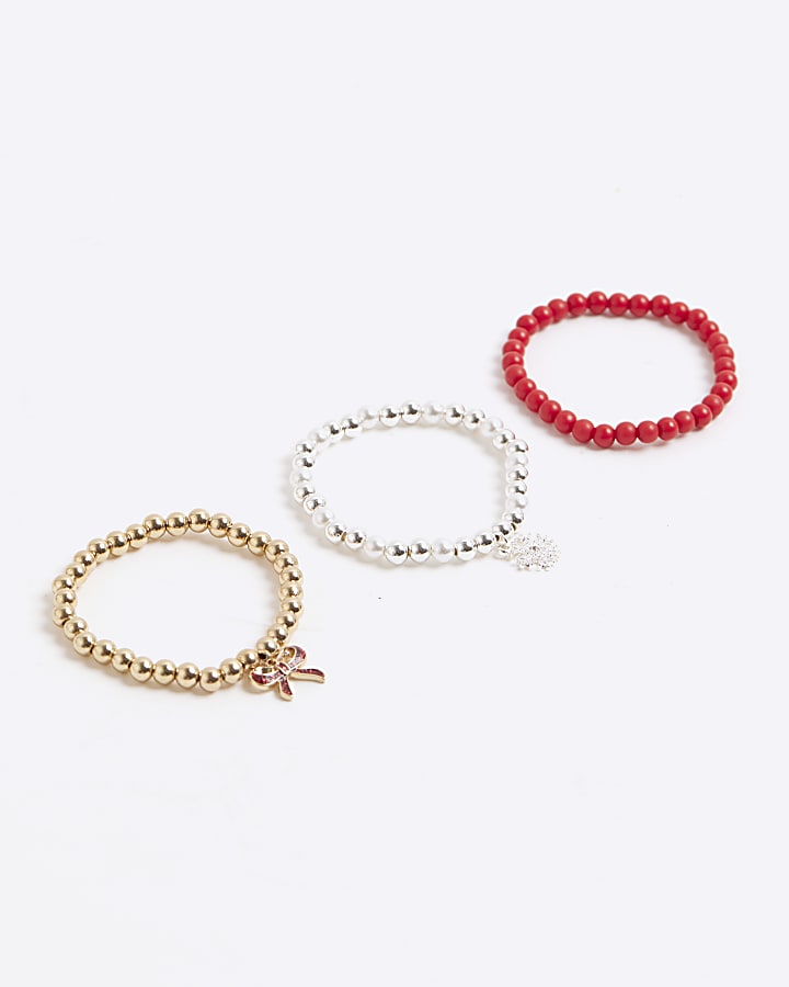 Girls Multi Colour Christmas Beaded Bracelet