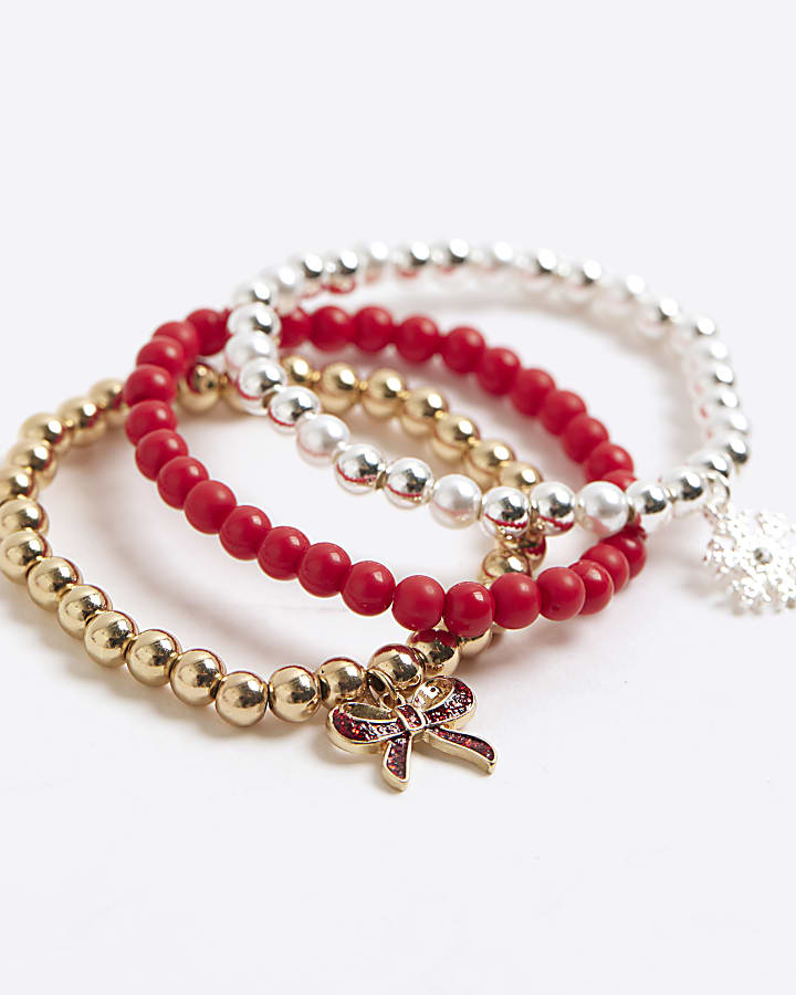 Girls Multi Colour Christmas Beaded Bracelet