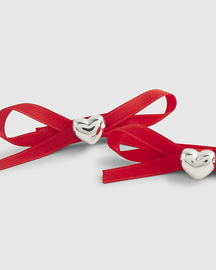 Red Christmas Mini Bow Clips