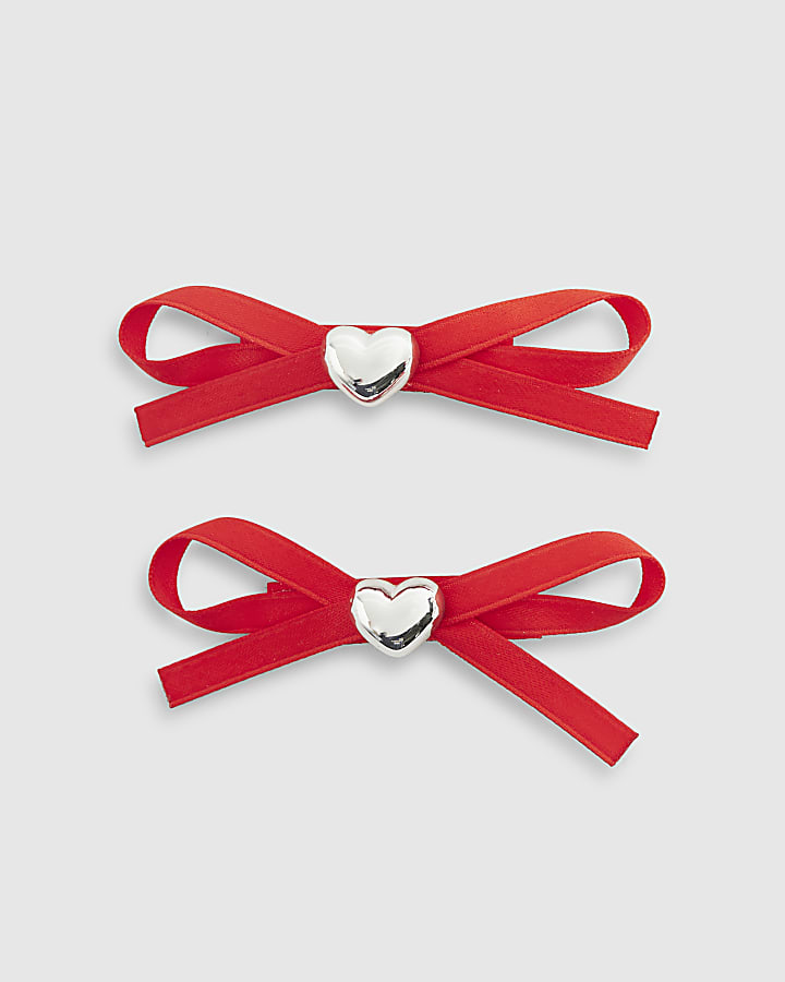 Red Christmas Mini Bow Clips
