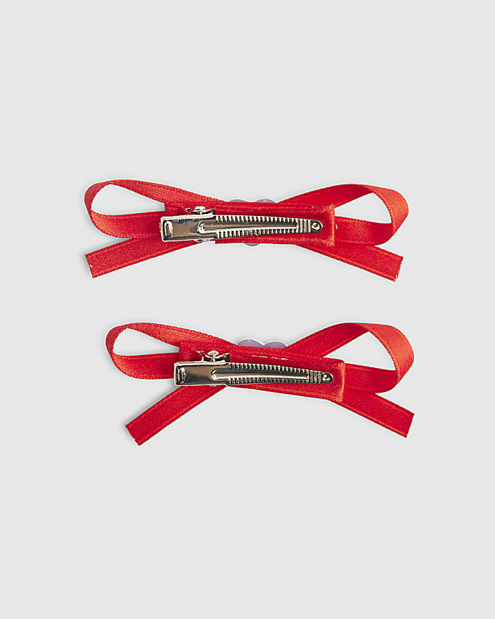 Red Christmas Mini Bow Clips
