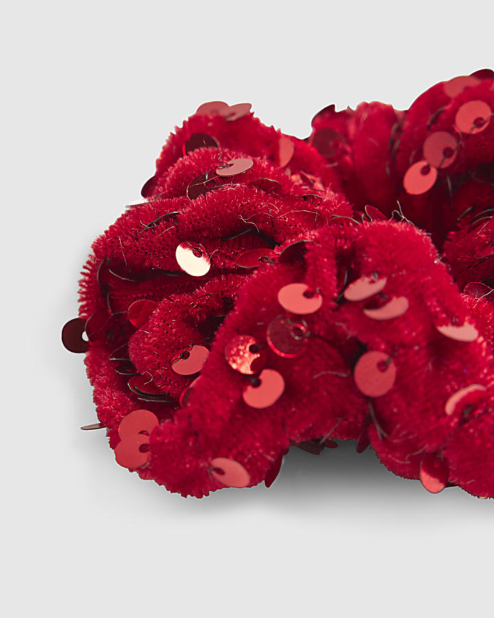 Girls Red Sequin Pack Of 2 Scrunchies