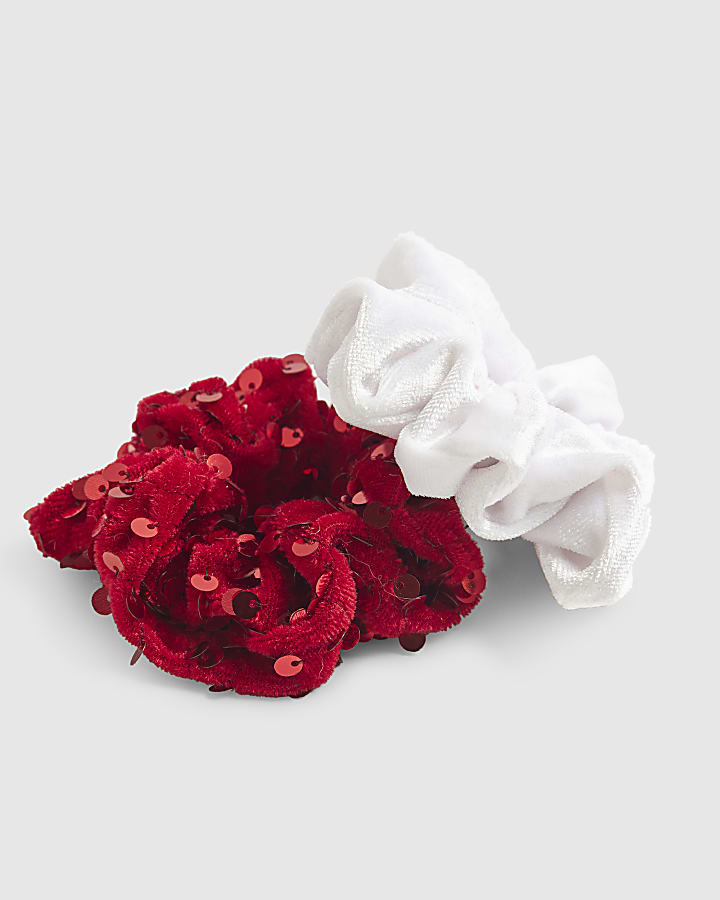 Girls Red Sequin Pack Of 2 Scrunchies