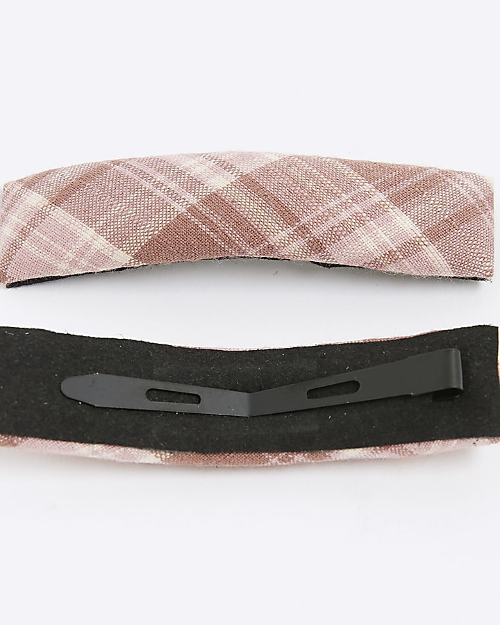 Girls Pink Tartan Clips
