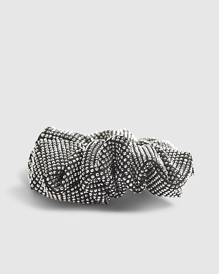 Girls Black Rhinestone Scrunchie
