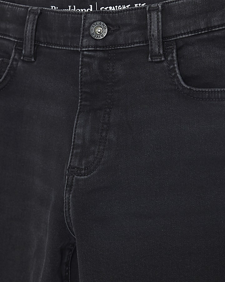 Boys Black Washed Straight Jeans