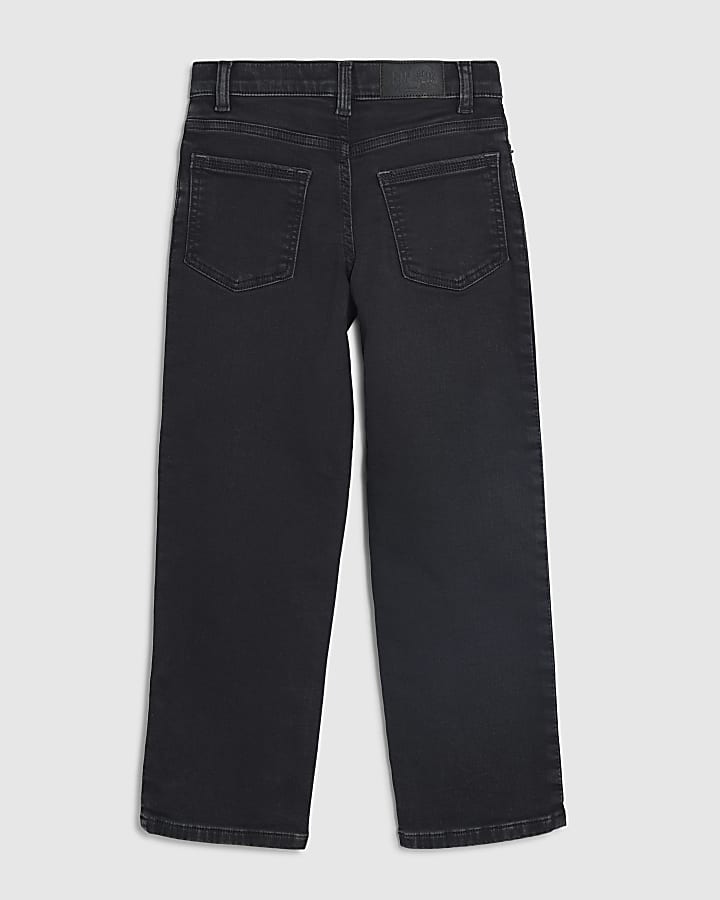 Boys Black Washed Straight Jeans