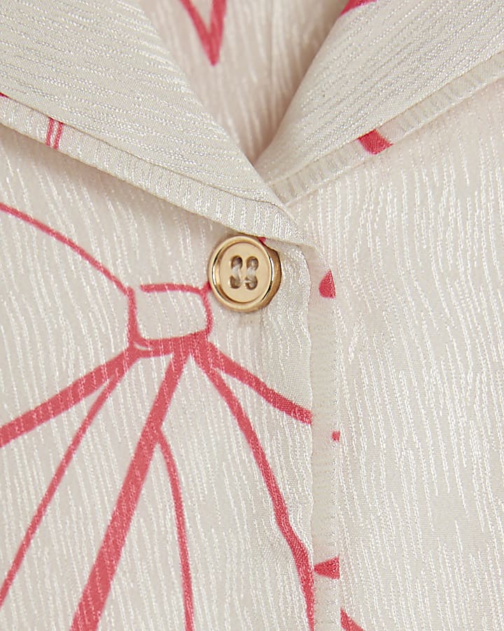 Mini Girls Cream Bow Satin Pyjama Set