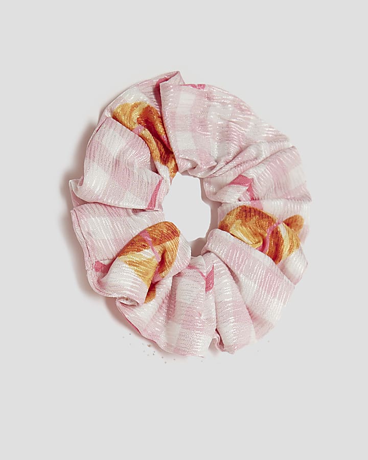 Girls Pink Gingham Croissant Pyjamas Set