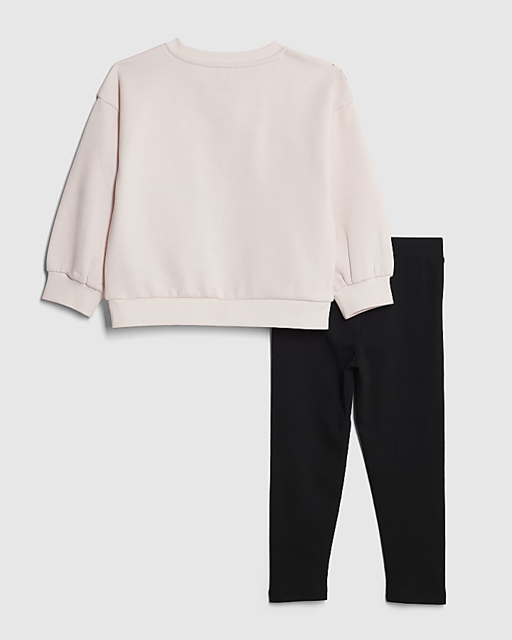 Mini Girls Pink Bow Sweatshirt Set