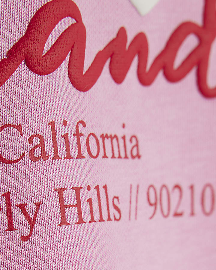 Girls Pink Longline RI Hooded Sweatshirt