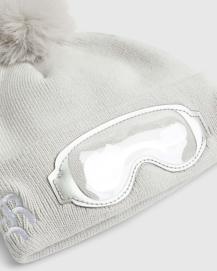 Mini Boys Grey Goggle Beanie Hat