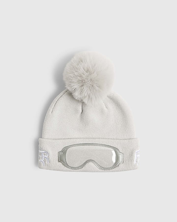 Mini Boys Grey Goggle Beanie Hat