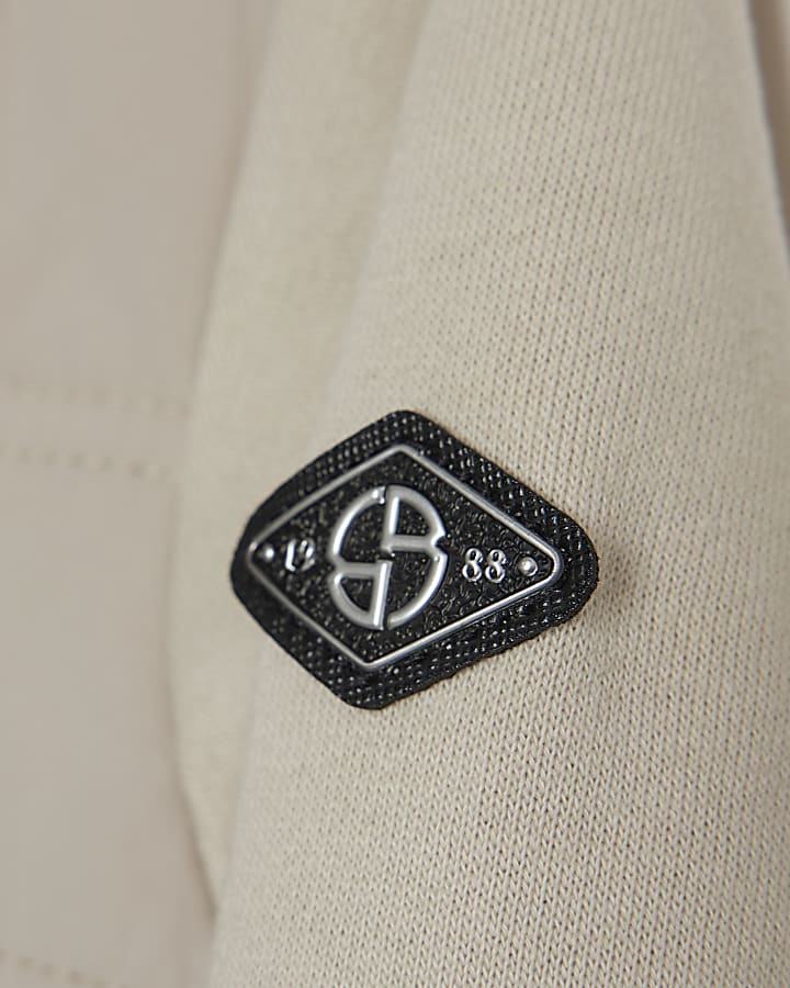 Mini Boys Beige Hooded Hybrid Jacket