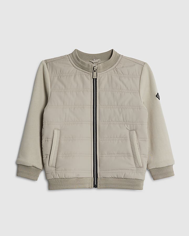 Mini Boys Beige Hooded Hybrid Jacket