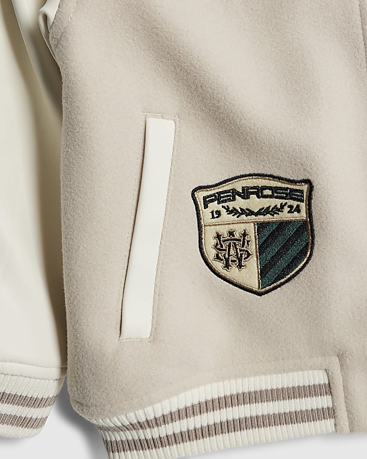 Mini Boys Beige Penrose Badge Bomber Jacket