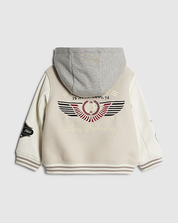 Mini Boys Beige Penrose Badge Bomber Jacket