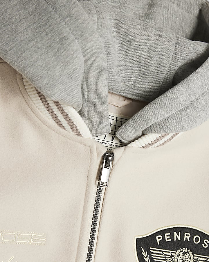 Boys Beige Penrose Badge Bomber Jacket