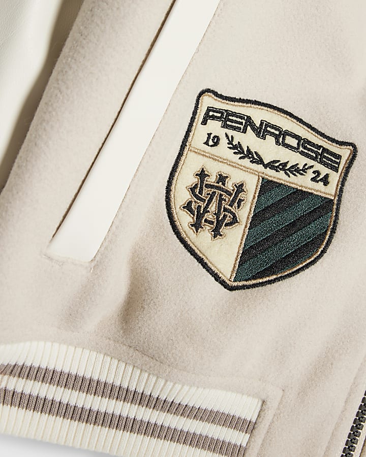 Boys Beige Penrose Badge Bomber Jacket