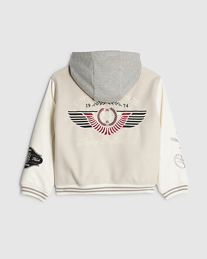 Boys Beige Penrose Badge Bomber Jacket