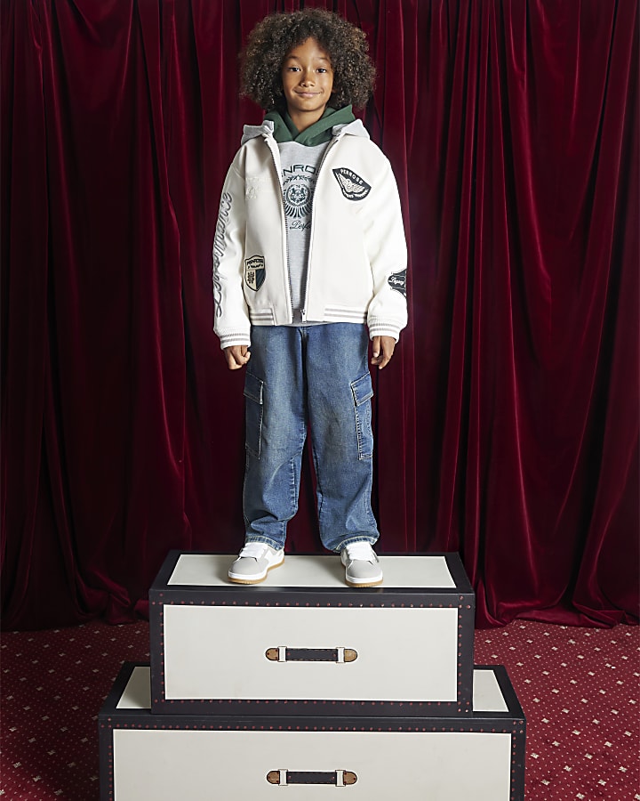 Boys Beige Penrose Badge Bomber Jacket