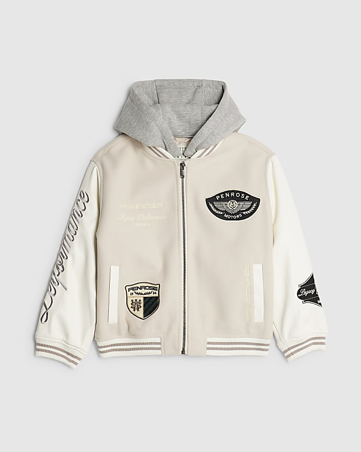 Boys Beige Penrose Badge Bomber Jacket