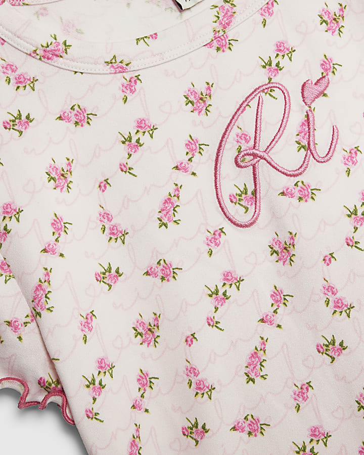 Girls Pink Rosebud Monogram Pyjamas Set