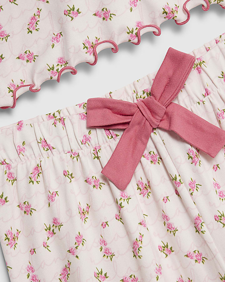 Girls Pink Rosebud Monogram Pyjamas Set
