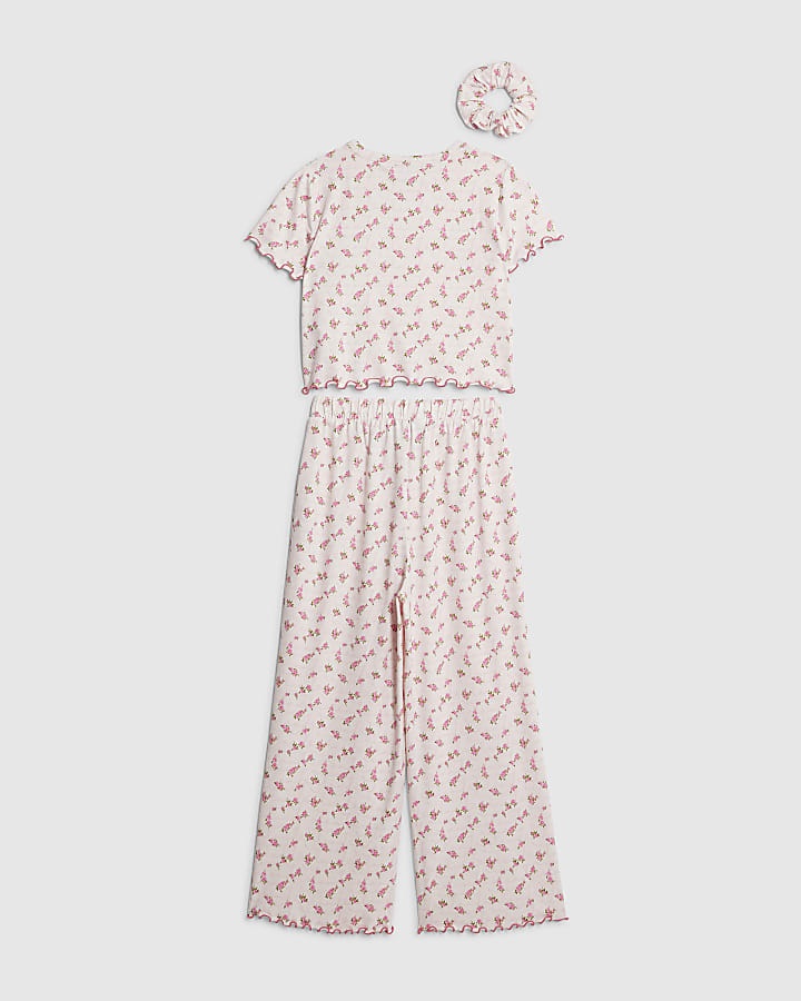 Girls Pink Rosebud Monogram Pyjamas Set