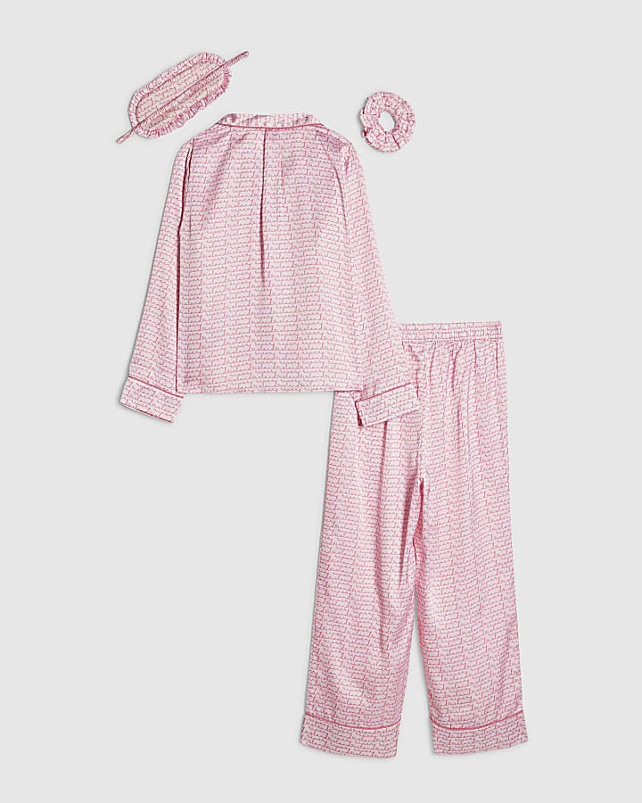 Girls Pink RI Script Monogram Pyjamas Set