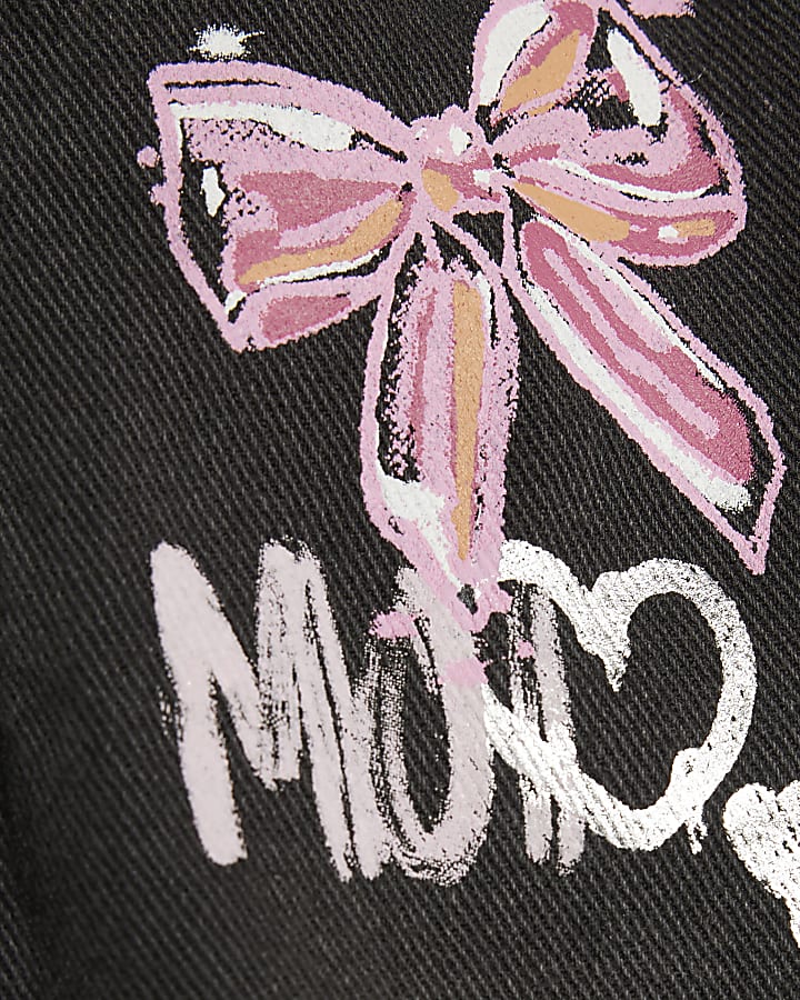Mini Girls Black Love Graffiti Straight Jeans