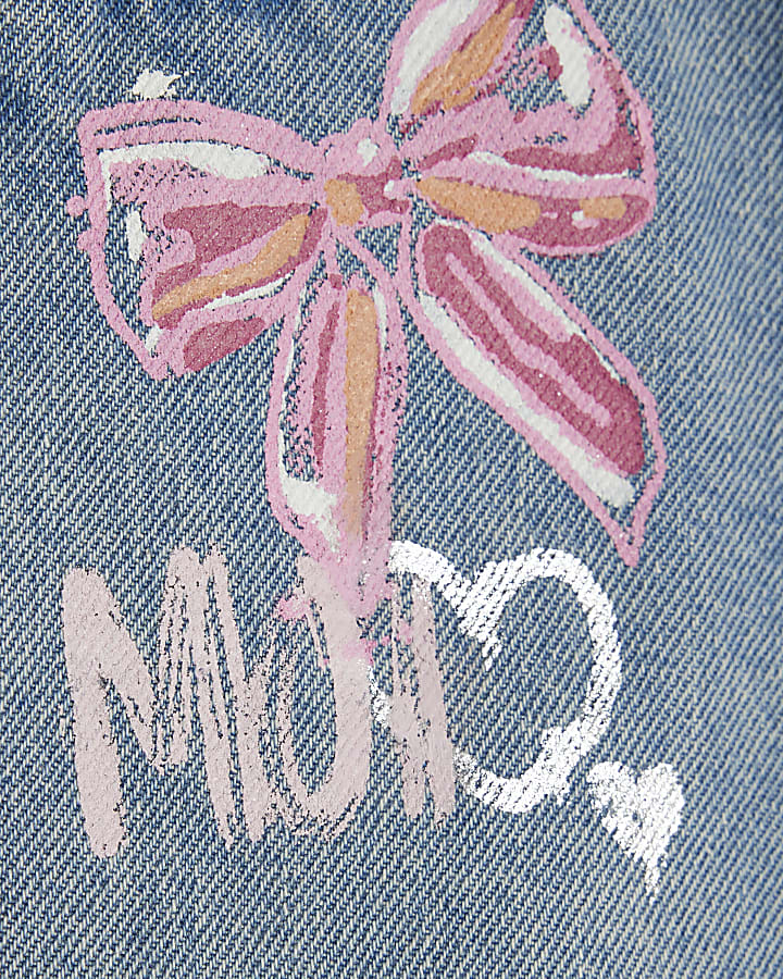Mini Girls Blue Love Graffiti Straight Jeans