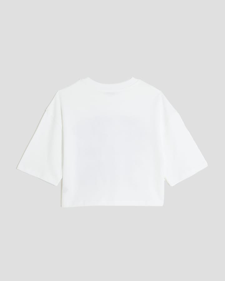 Girls White Photographic Cropped T-Shirt