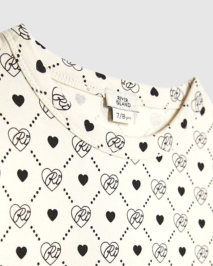 Girls Cream RI Monogram Top
