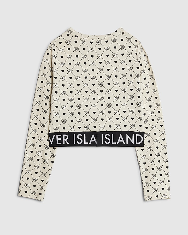 Girls Cream RI Monogram Top