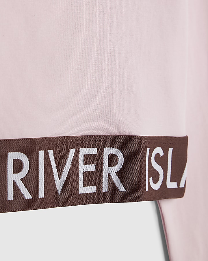 Girls Pink RI Waistband Crop Top