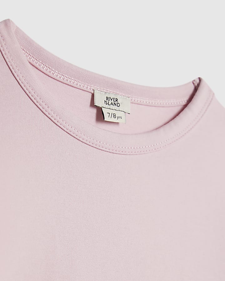 Girls Pink RI Waistband Crop Top