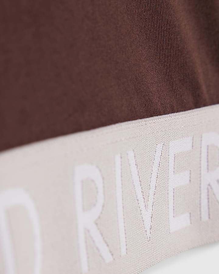 Girls Brown RI Waistband Crop Top