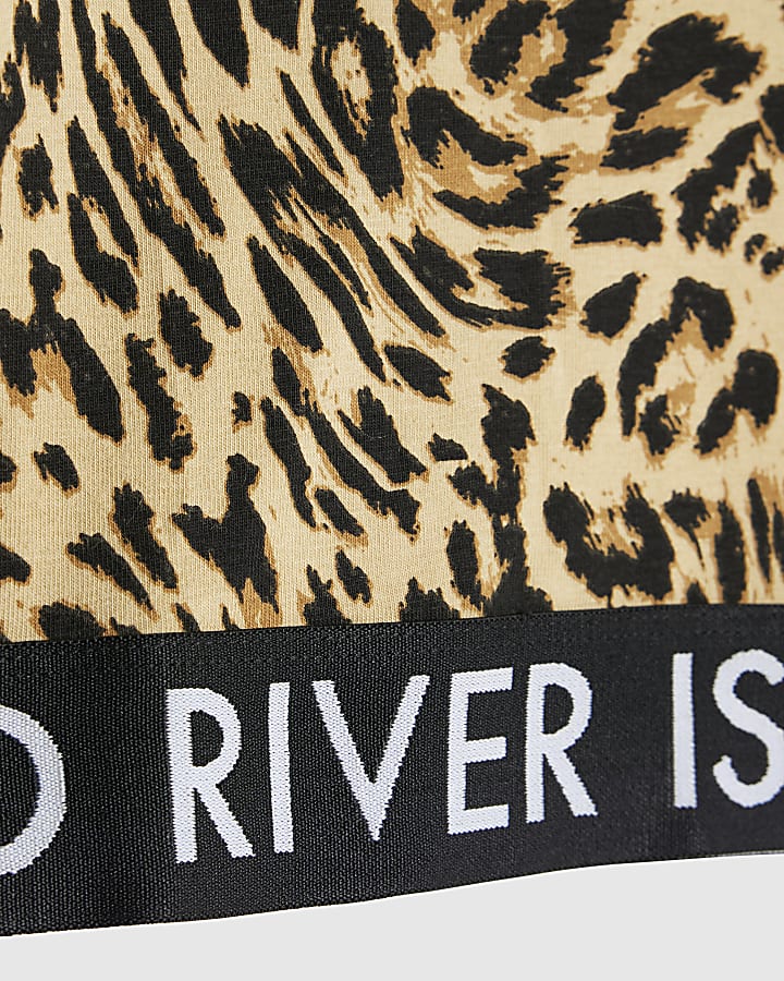 Girls Brown Leopard Print Long Sleeve Top