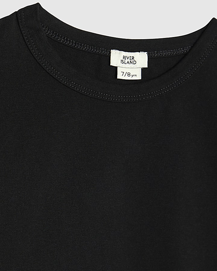 Girls Black Glitter Waistband Top