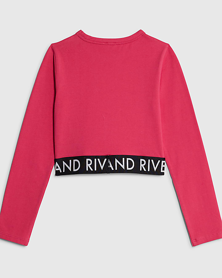 Girls Pink RI Waistband Top