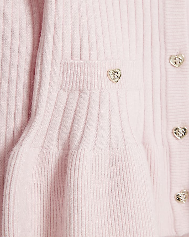 Mini Girls Pink Faux Fur Collar Cardigan Set