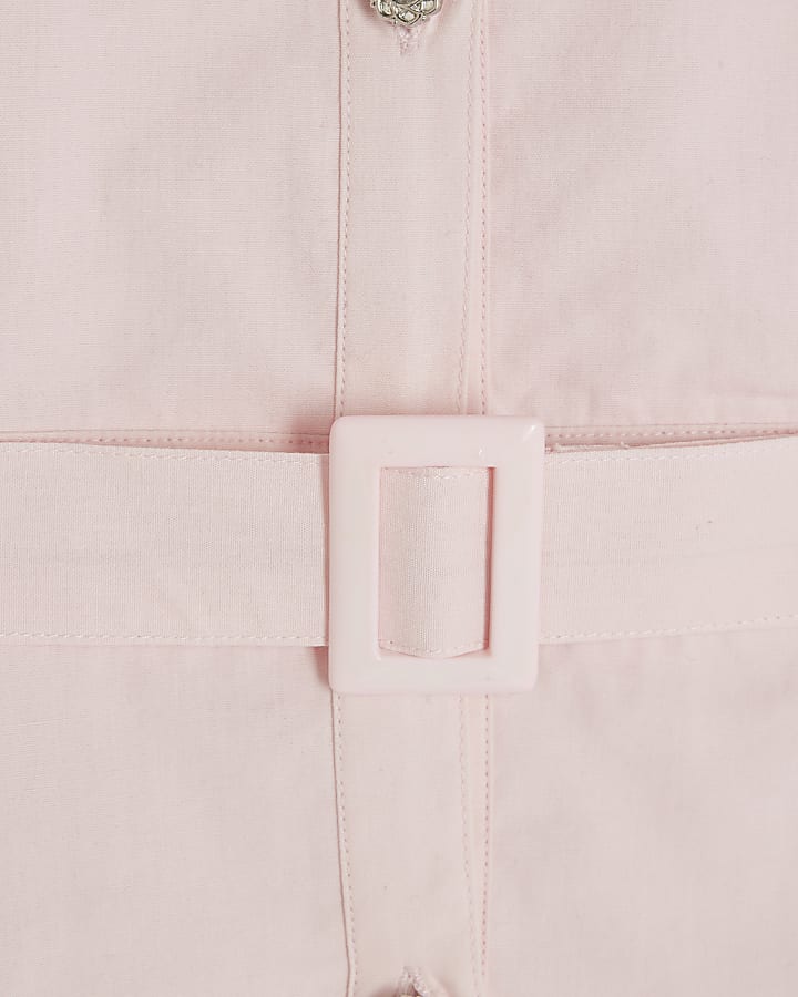 Mini Girls Pink Button Down Shirt Dress
